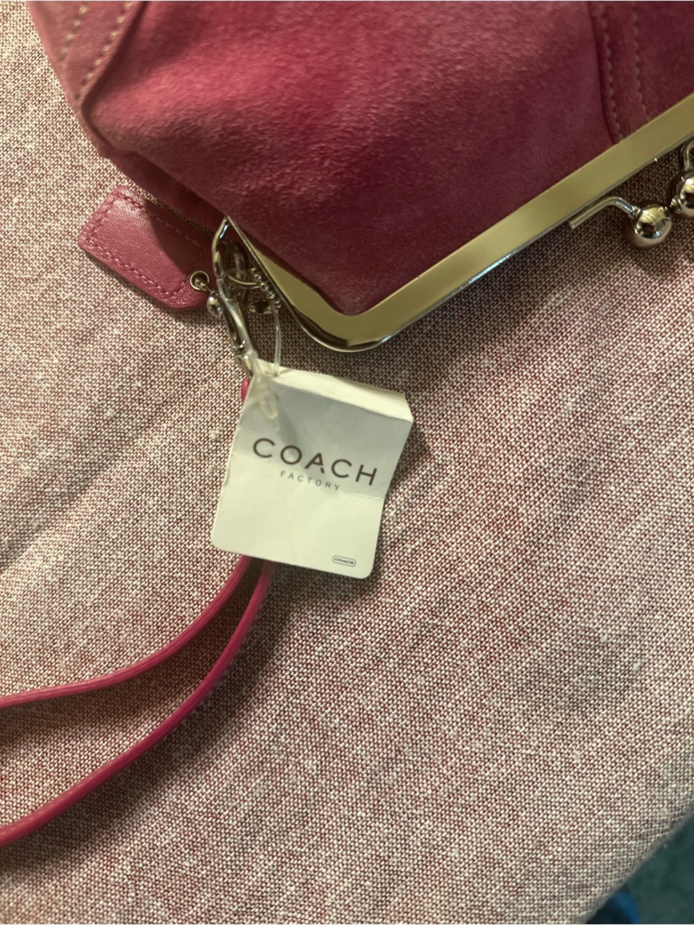 Coach Pink Suede Wristlet Clutch - Picture 4 of 8